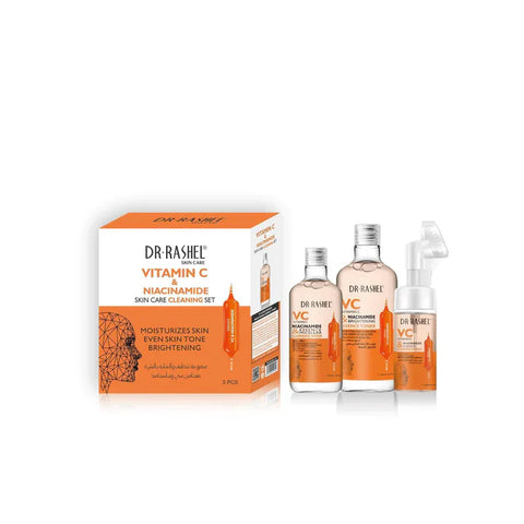 مجموعة العناية بالبشرة من دكتور راشيل، فيتامين سي، نياسيناميد، مرطبة للبشرة، تونر موحد للبشرة، تفتيح، 6 قطع